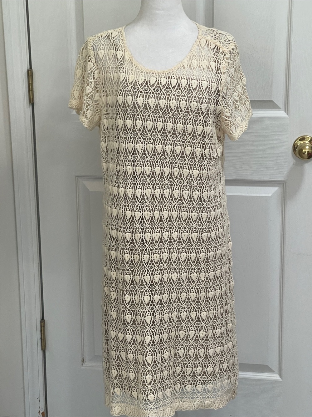 Chico's Cream Crochet Lace Shift Dress Chico size 2-L